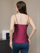 [Fuchsia] SilkSilky  Spaghetti Strap V Neck Camisole Top 002