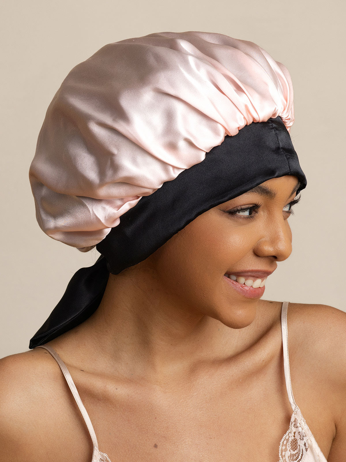 SilkSilky  Pure Silk Sleep Cap Pink 003