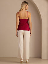 [Wine] SilkSilky Spaghetti Strap V Neck Camisole Top 005