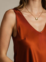 [Caramel] SilkSilky  Sleeveless V Neck Camisole Top 005