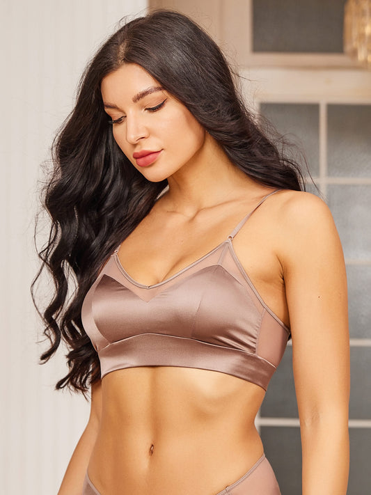 Mulberry Silk Bras for Women Spaghetti Strap French Triangle Cup Bra Thin  Bralette Tops Silk Sexy Lingerie (Color : Champagne Gold, Size : M/Medium)  : : Clothing, Shoes & Accessories