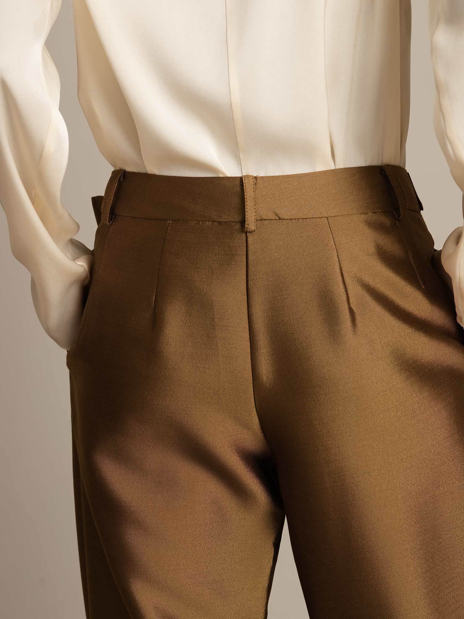[Bronze] SilkSilky  32Momme Silk Womens Pants 005,