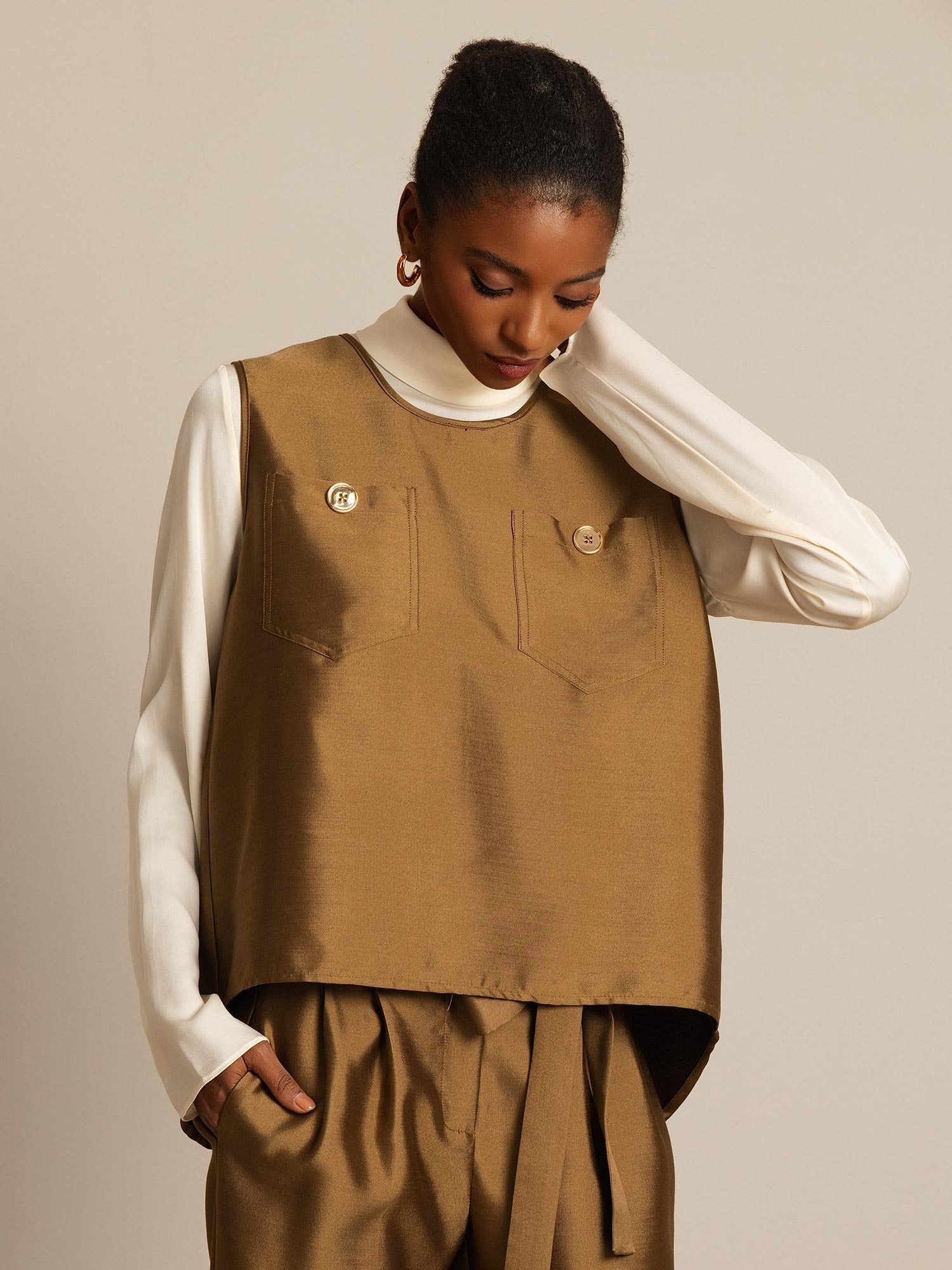 [Bronze] SilkSilky  32Momme Silk Womens Vest 006,