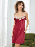 SilkSilky US Pure Silk Sleeveless V Neck Nightgown Wine 003