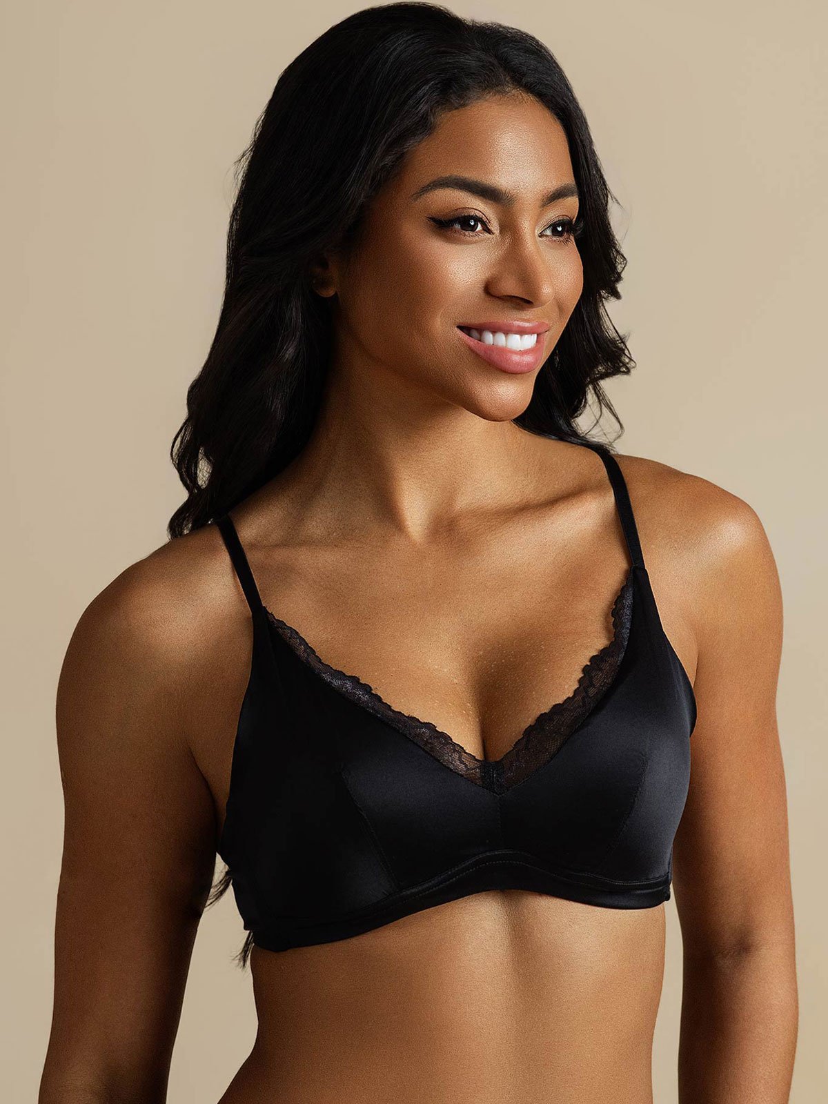 [Black] SilkSilky Pure Silk Bra 001