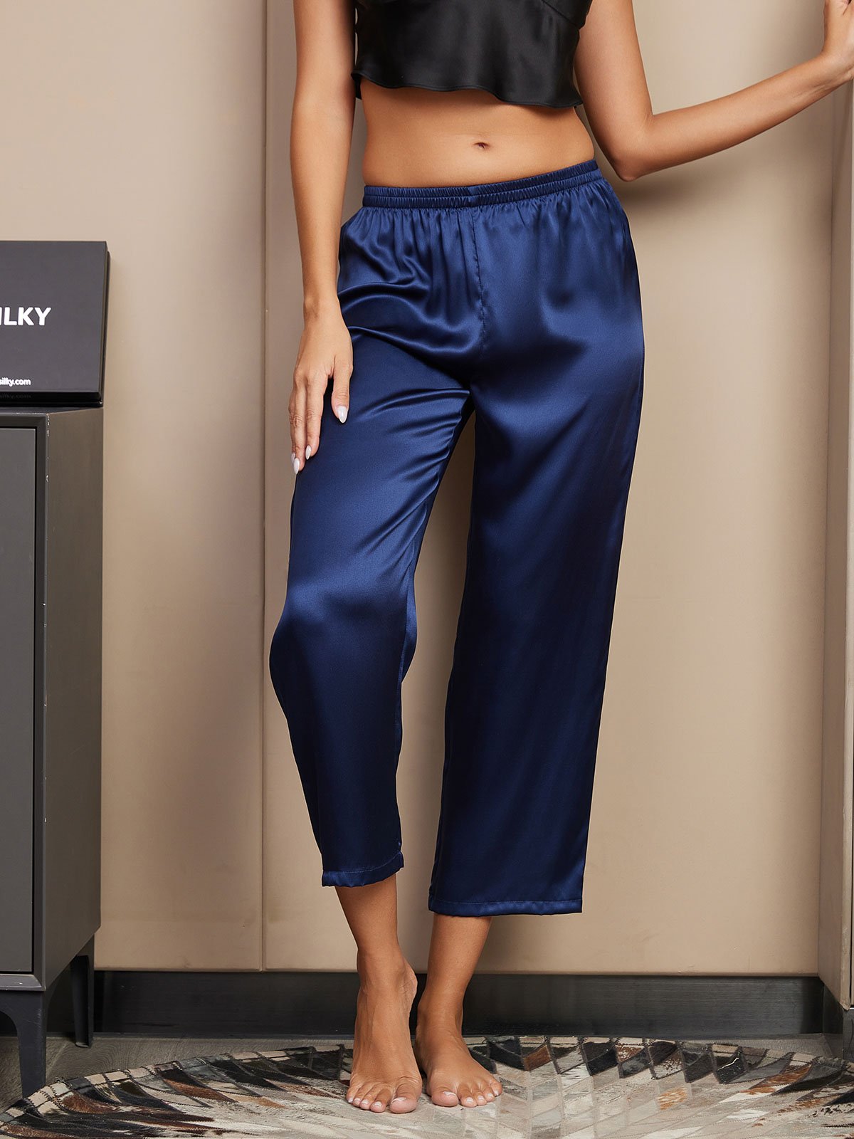 [Dark Blue] SilkSilky  Pure Silk Womens Sleep Bottoms 004