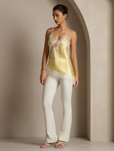 [Light Yellow] SilkSilky  Spaghetti Strap V Neck Camisole Top 008