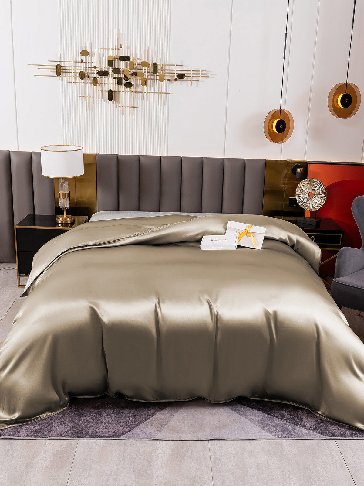[Khaki] SilkSilky  19Momme Pure Silk Duvet Cover 002