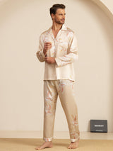 [Champagne] SilkSilky  Long Sleeve Notch Collar Men's Pajamas 005