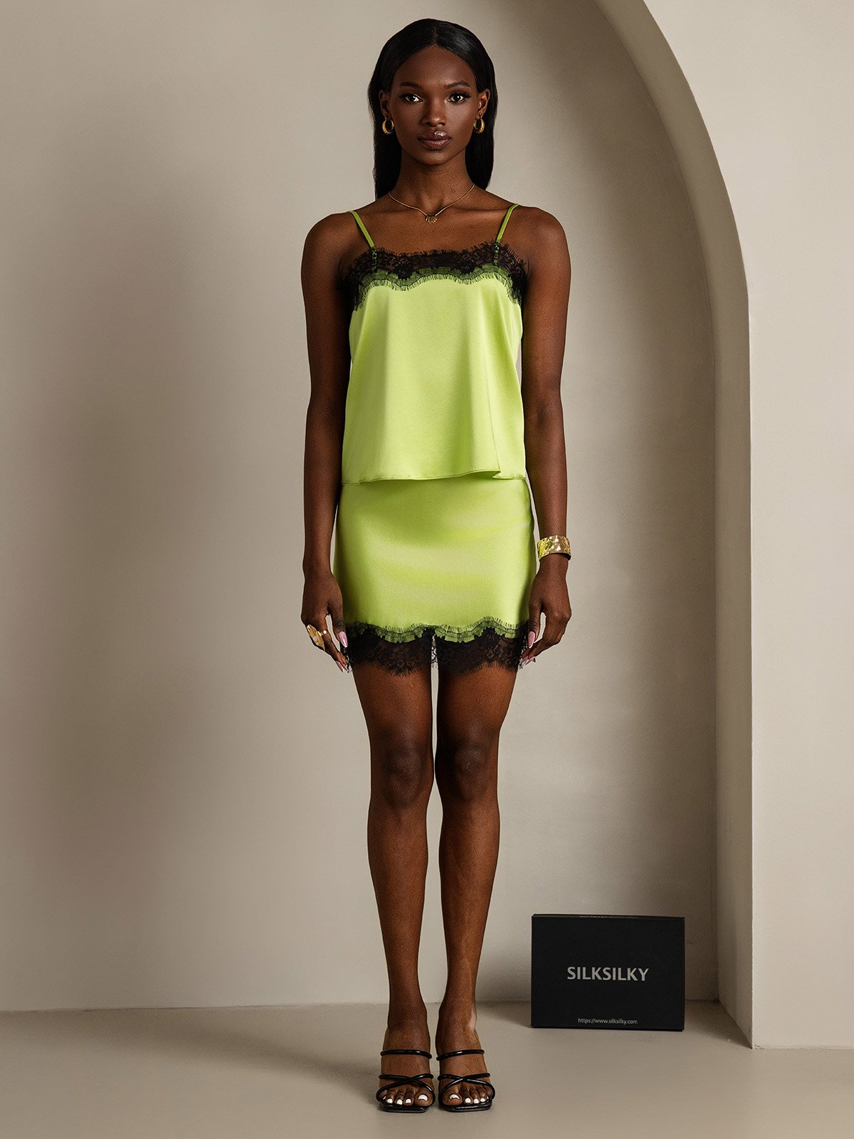 [Mint Green] SilkSilky  19Momme Silk Skirt 007