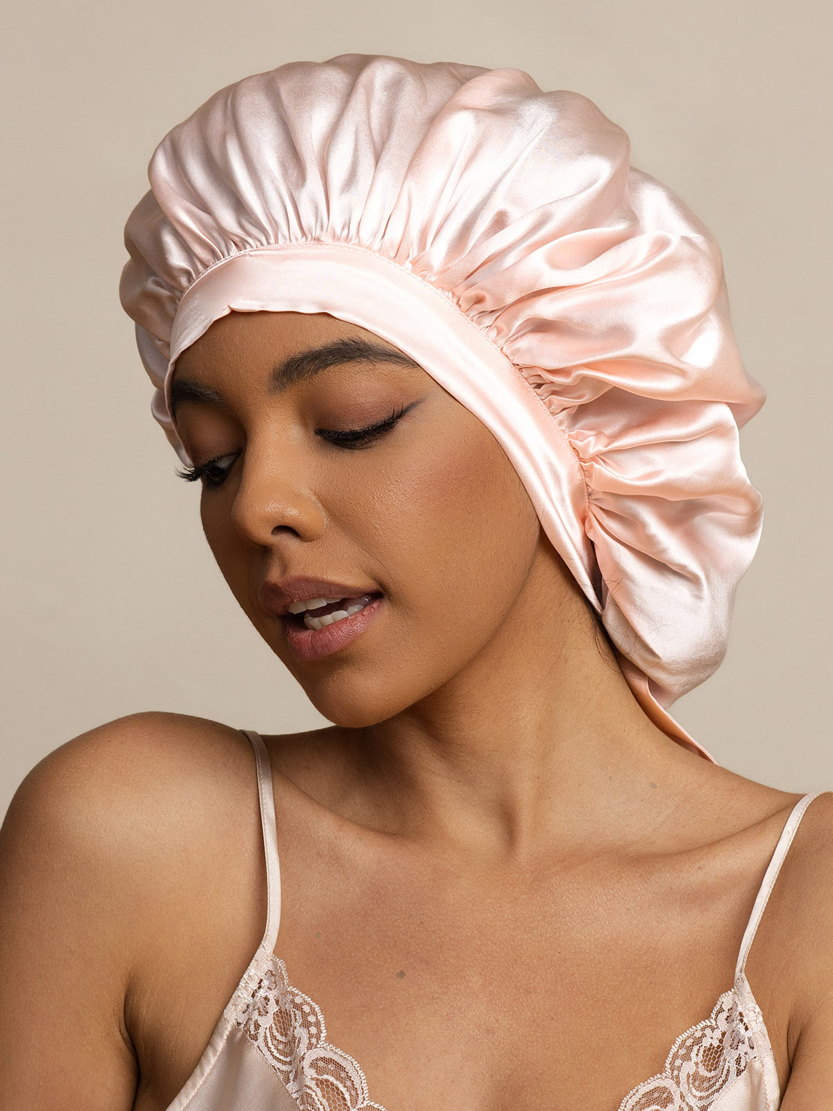 SilkSilky  Pure Silk Sleep Cap LightPink 003