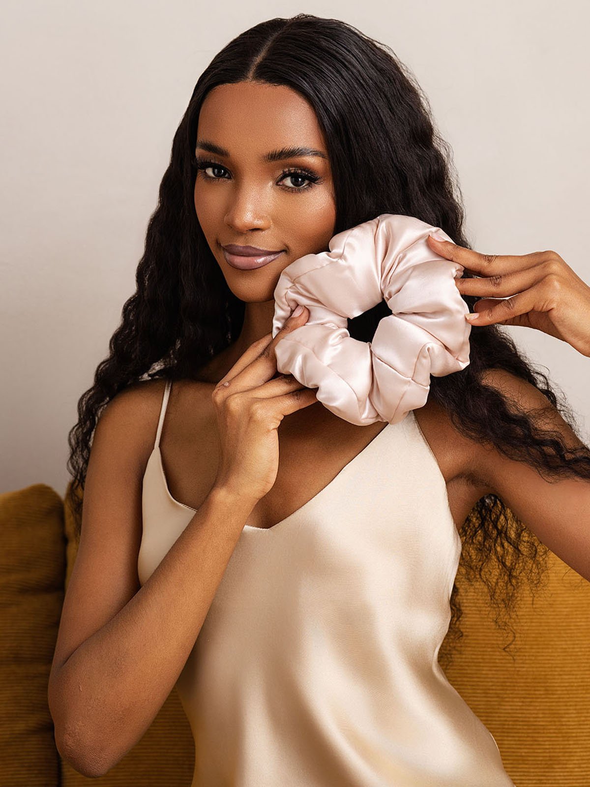[Pink] SilkSilky  Pure Silk Scrunchie 002