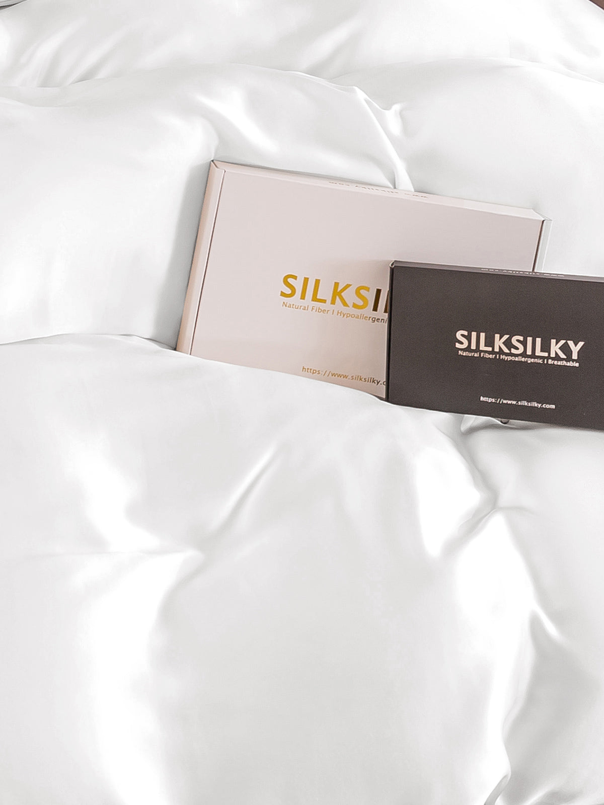 [White] SilkSilky  25Momme Pure Silk Duvet Cover 004