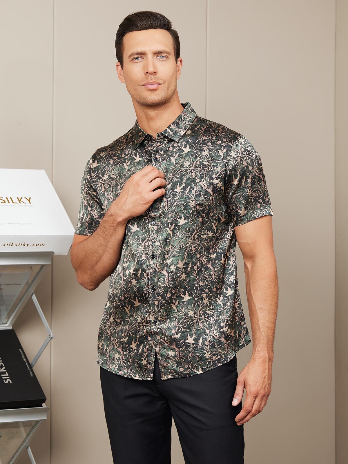 Printed Silky Short Sleeve Shirt - 6 Colours - Just $4