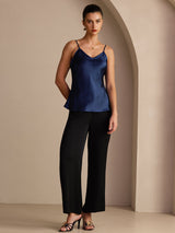 [Dark Blue] SilkSilky Spaghetti Strap V Neck Camisole Top 005