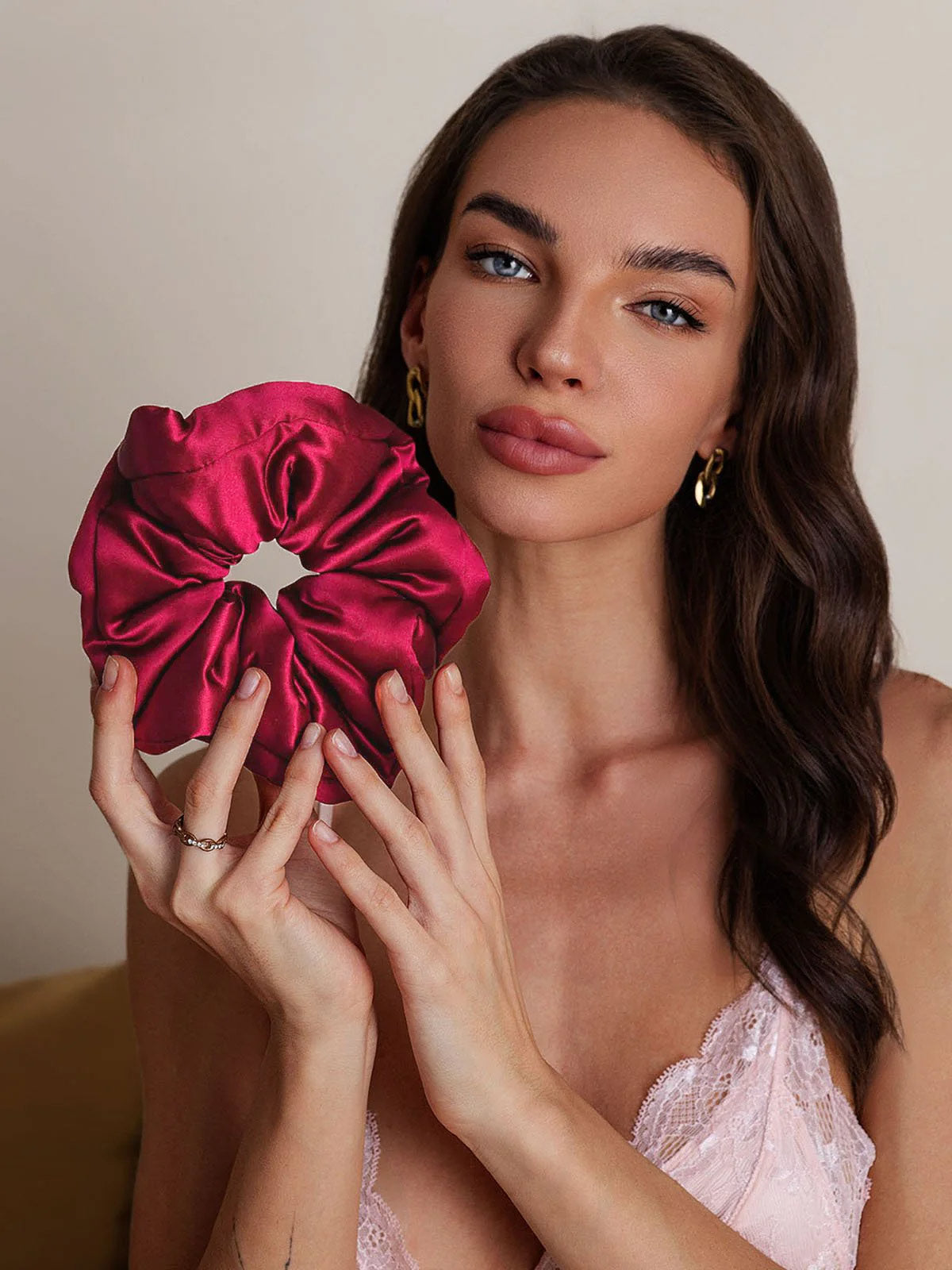 [Wine] SilkSilky  Pure Silk Scrunchie 002