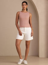[Pink] SilkSilky Sleeveless Round Neck Camisole Top 007