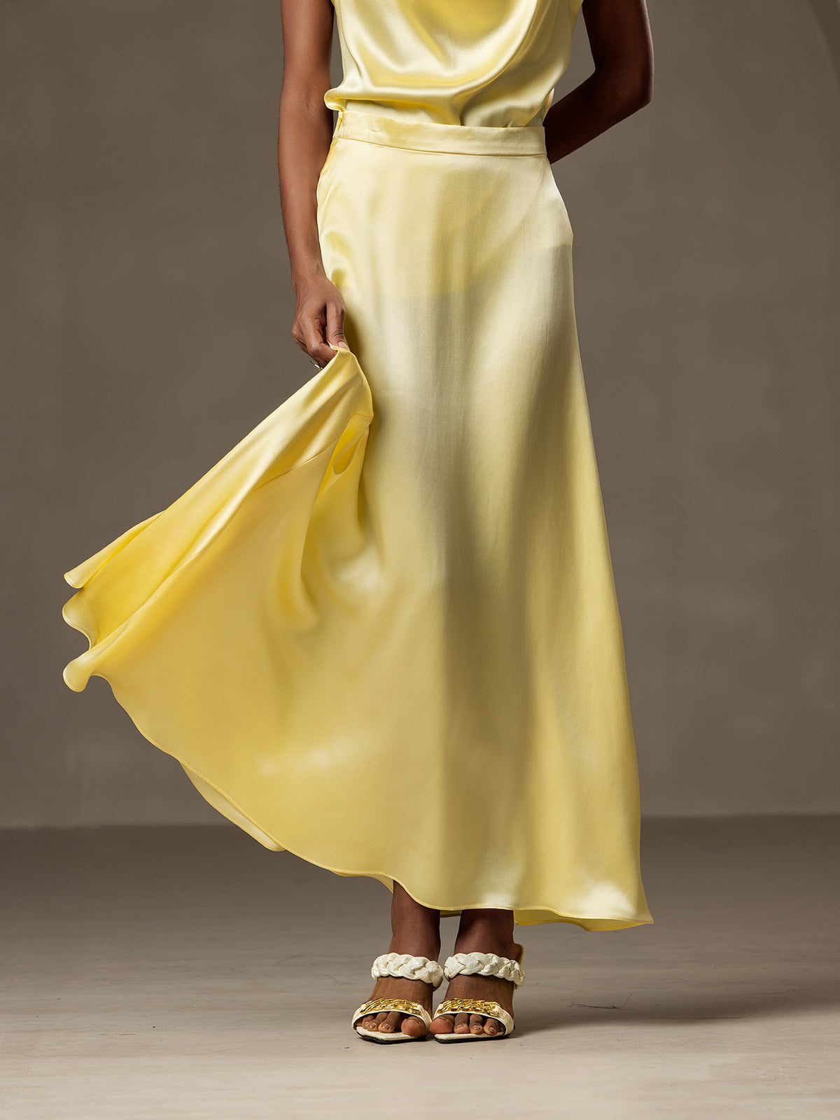 [Light Yellow] SilkSilky  19Momme Silk Skirt 001
