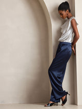 [Light Gray] SilkSilky  19Momme Stretch Silk Charmeuse Cap Sleeve Cowl Neck Women's T-Shirt 007