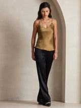 [Coffee] SilkSilky  Spaghetti Strap V Neck Camisole Top 003