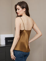 [Coffee] SilkSilky  Spaghetti Strap V Neck Camisole Top 002