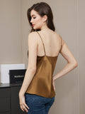 SilkSilky  Pure Silk Sleeveless V Neck Camisole Top Coffee 002