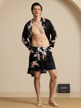 [Black] SilkSilky 19Momme Long Sleeve Mens Pajamas 004