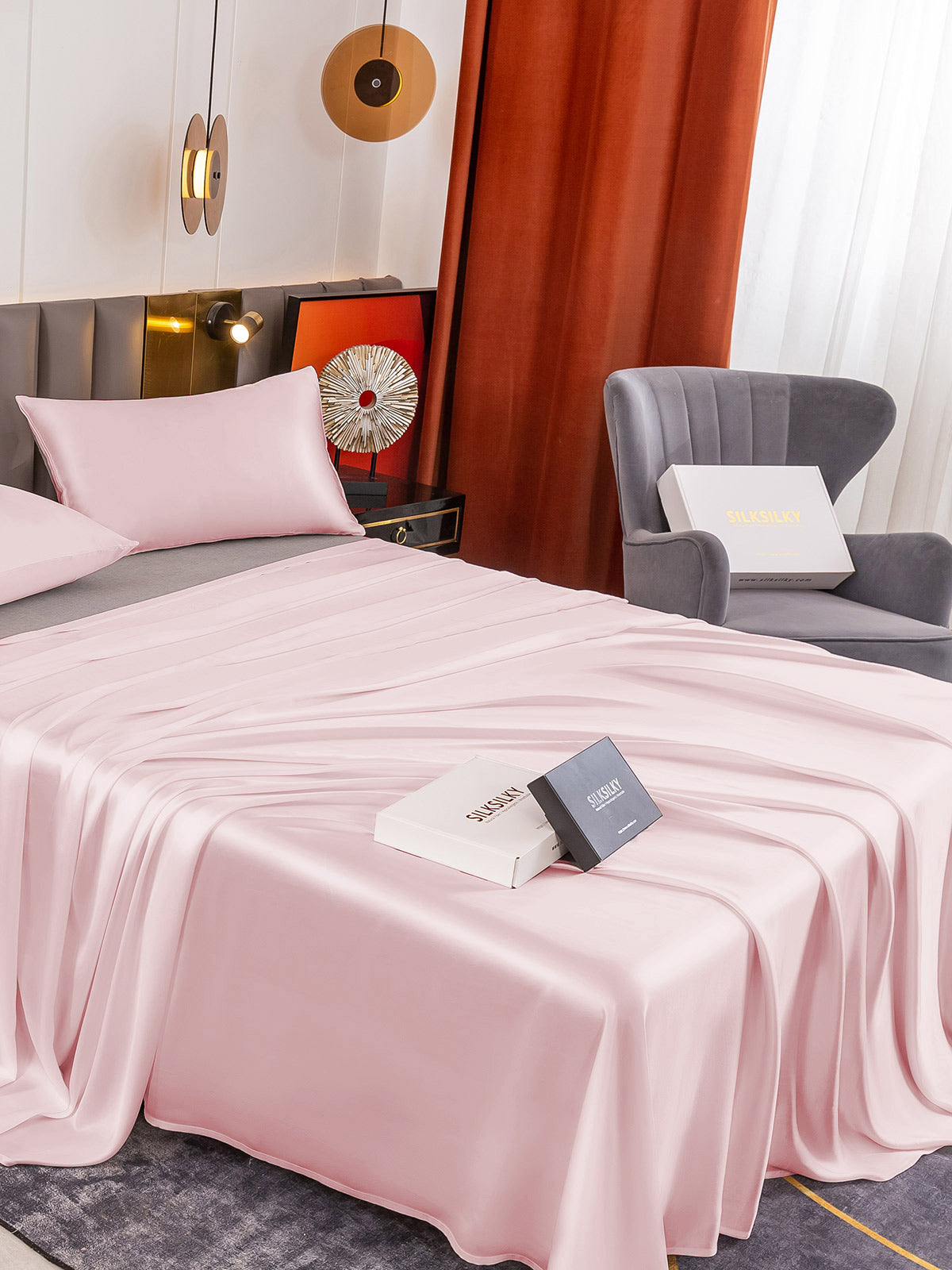 SilkSilky US 19Momme Pure Silk Bedding Set Pink 004