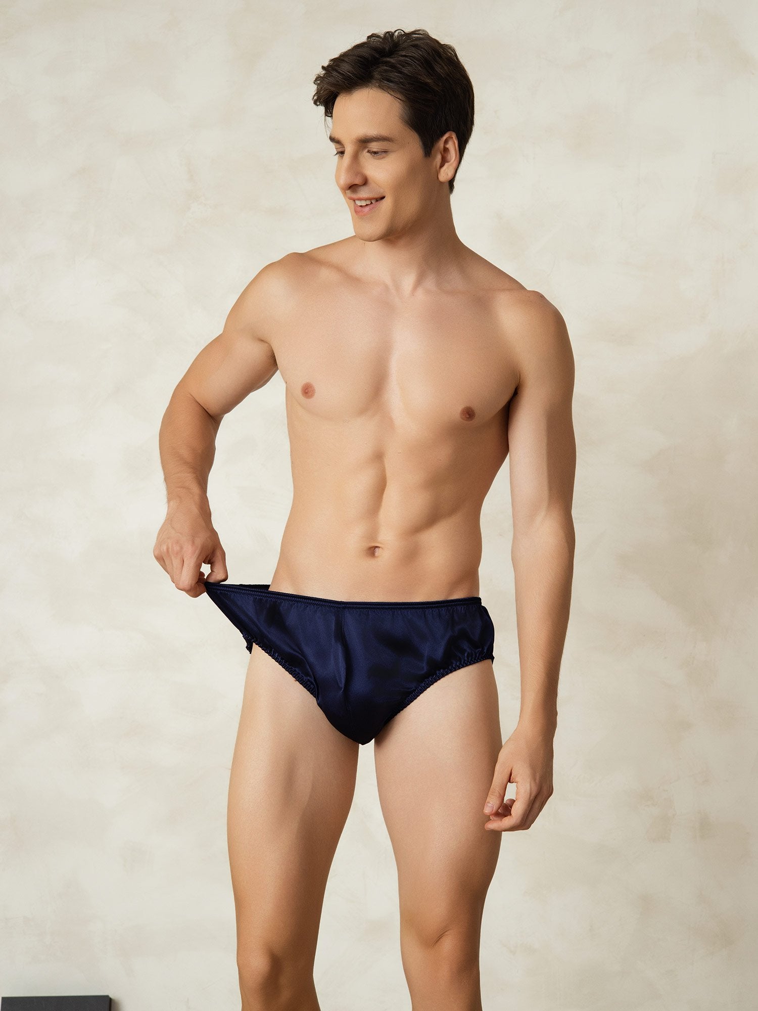 [DarkBlue] SilkSilky Pure Silk Mens Underwear 005