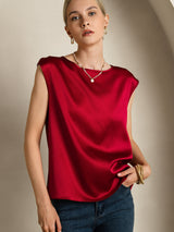 [Wine] SilkSilky  Cap Sleeve Round Neck Women's T-Shirt 003