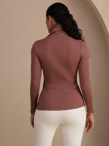 [Cameo Rose] SilkSilky  Long Sleeve Turtle Neck Women's T-Shirt 002