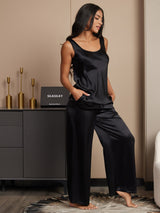 [Black] SilkSilky  Sleeveless Square Neck Camisole Set 004