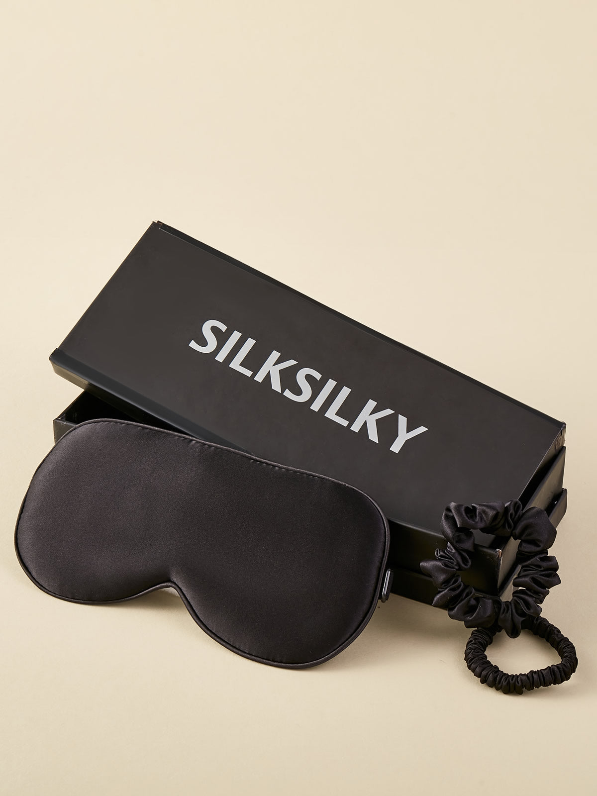 SilkSilky US 19Momme Pure Silk Eye Mask Black 001