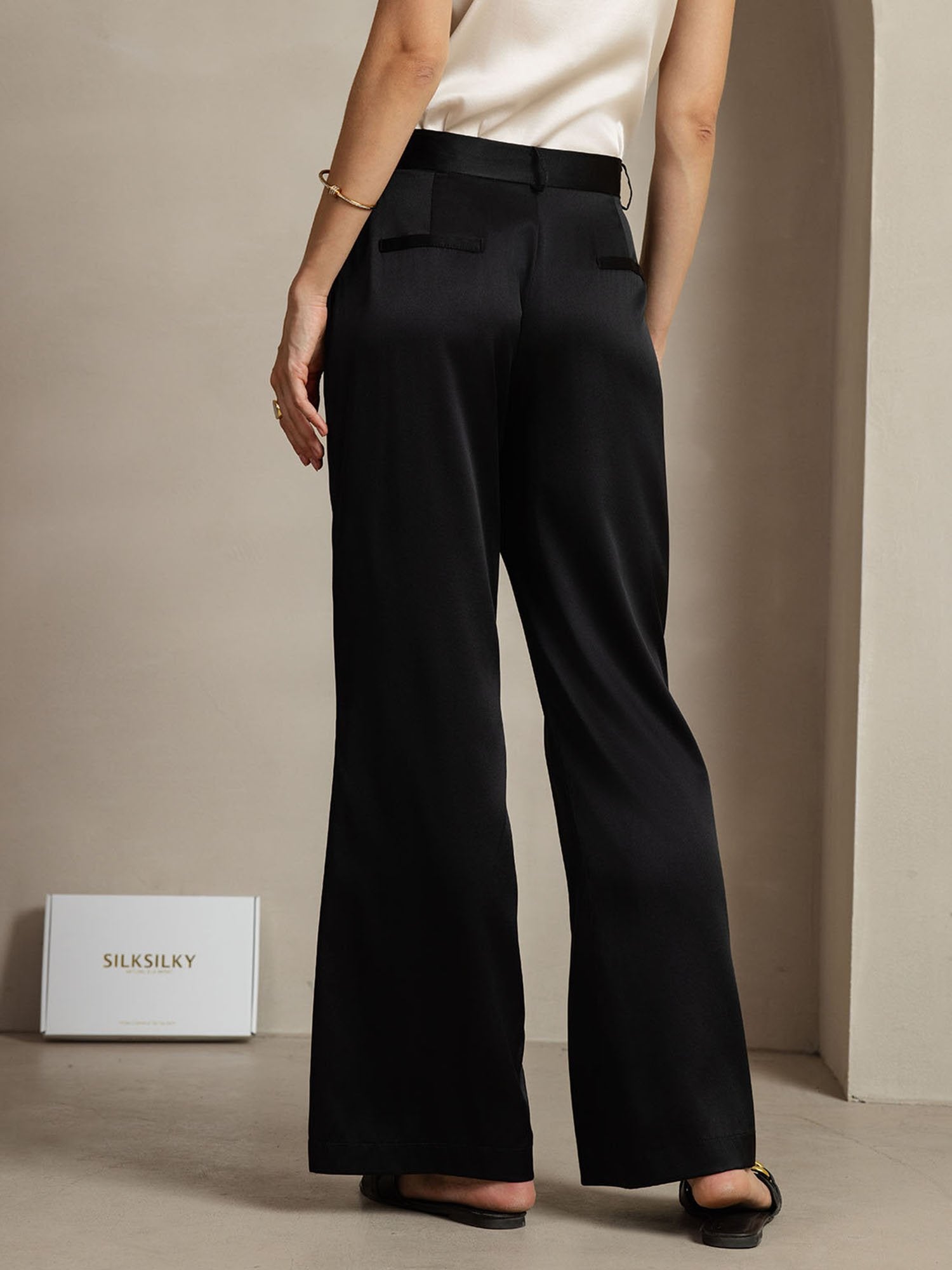 [Black] SilkSilky 19Momme Silk Womens Pants 002