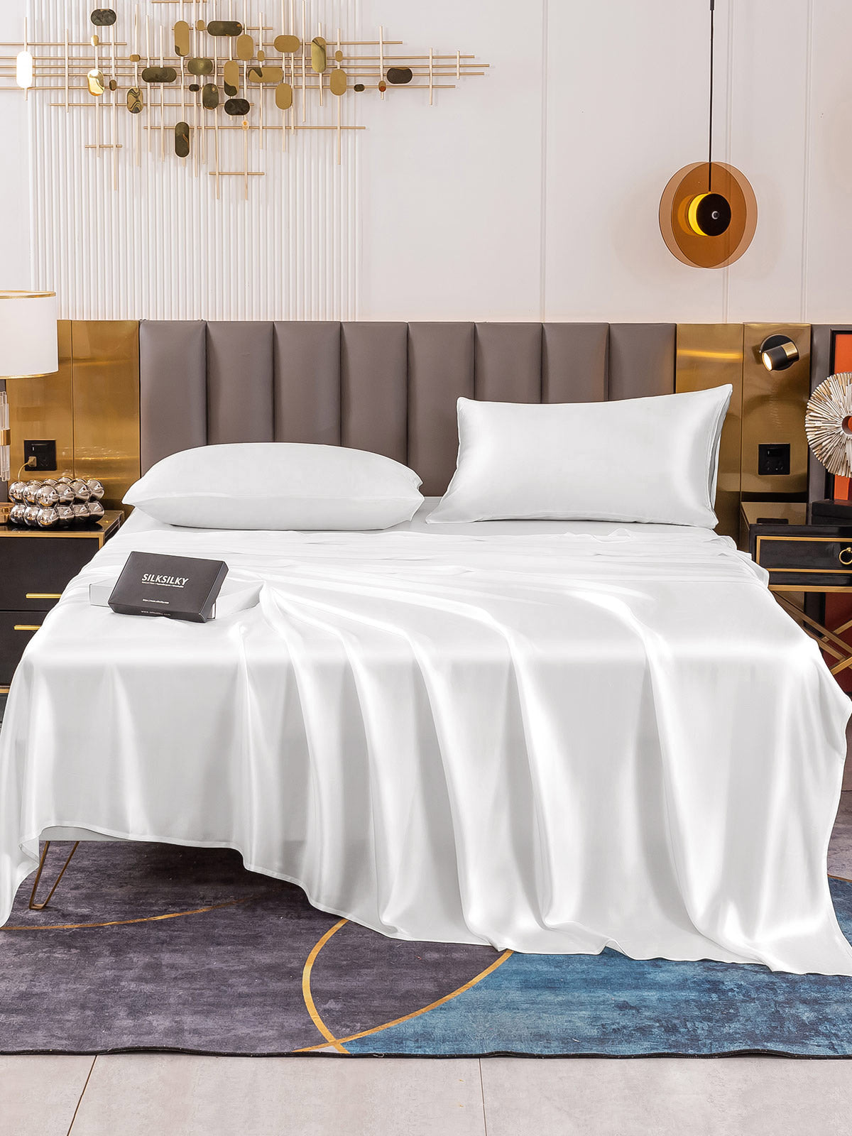 [White] SilkSilky  19Momme Pure Silk Bedding Set 002