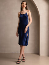 [Dark Blue] SilkSilky  Spaghetti Strap Scoop Neck Dress 004