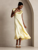 [Light Yellow] SilkSilky  Cap Sleeve Dress 004