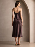 SilkSilky  Pure Silk Sleeveless Round Neck Dress Coffee 002