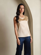 [Champagne] SilkSilky  Sleeveless Round Neck Camisole Top 001