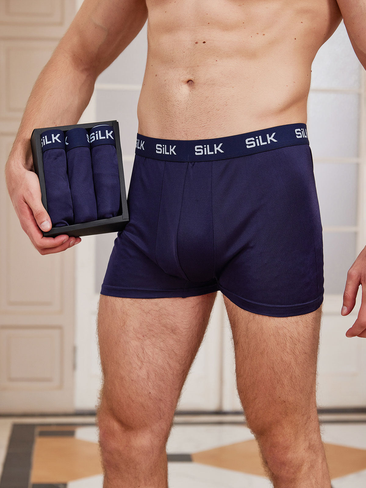 [Dark Blue] SilkSilky  Pure Silk Mens Underwear 002