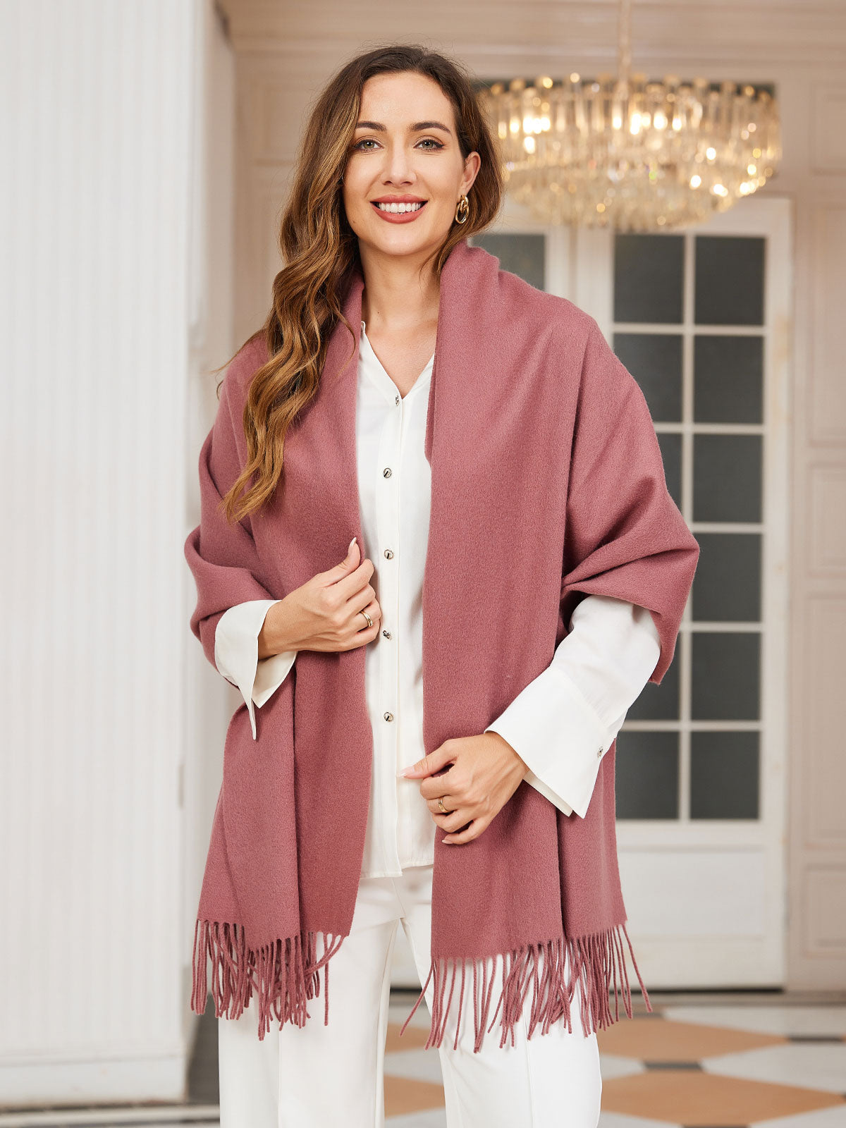 [Pale Mauve] SilkSilky  Wool Scarf 002