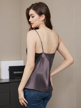 [Purple Gray] SilkSilky  Spaghetti Strap V Neck Camisole Top 002