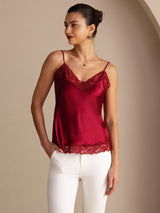 [Wine] SilkSilky Spaghetti Strap V Neck Camisole Top 001