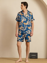 [Navy Dragon] SilkSilky  Short Sleeve Notch Collar Men's Pajamas 007