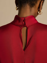 [Wine] SilkSilky 19Momme Silk Long Sleeve Turtle Neck Women's T-Shirt 004