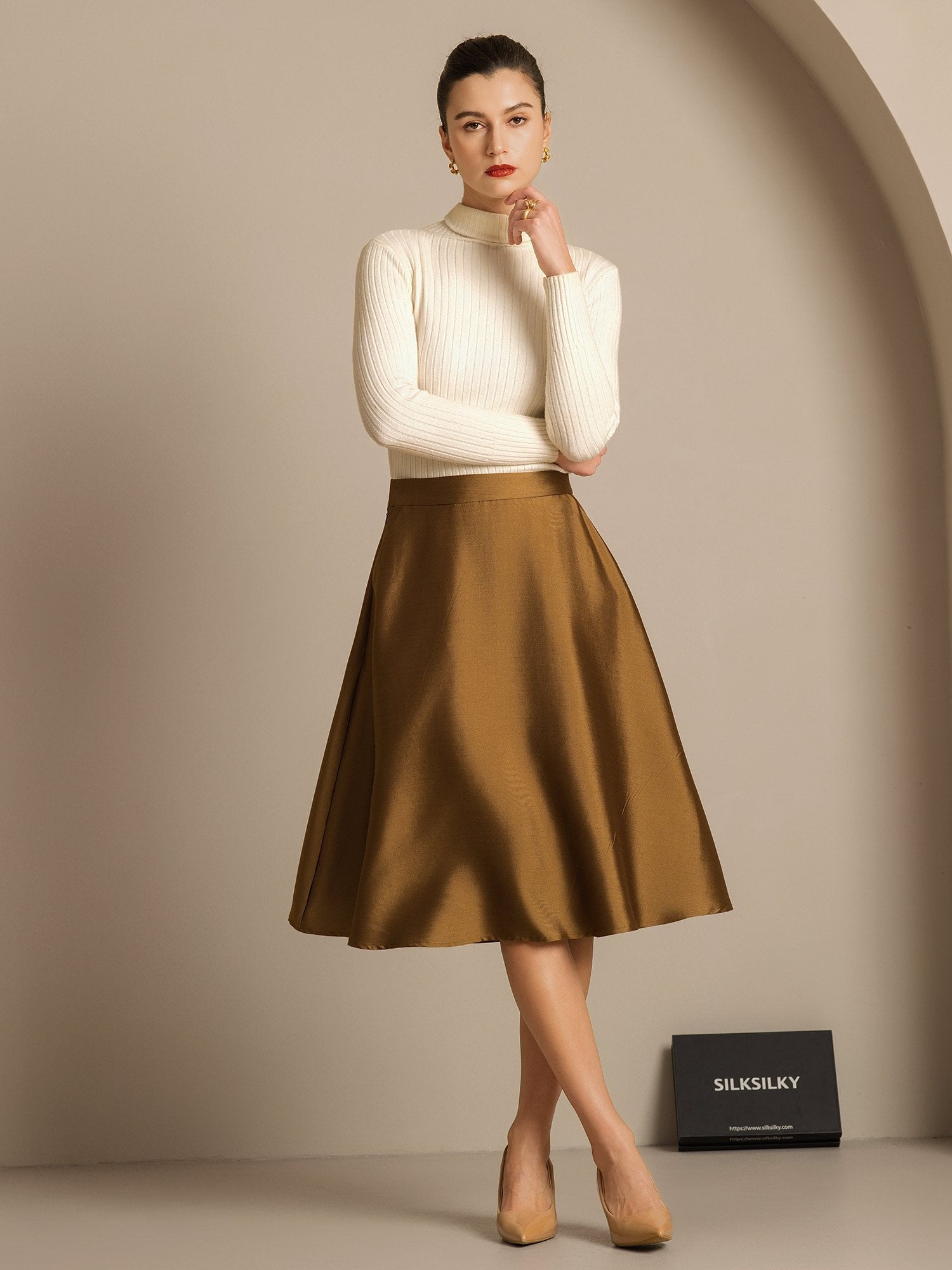 [Bronze] SilkSilky  32Momme Silk Skirt 006,