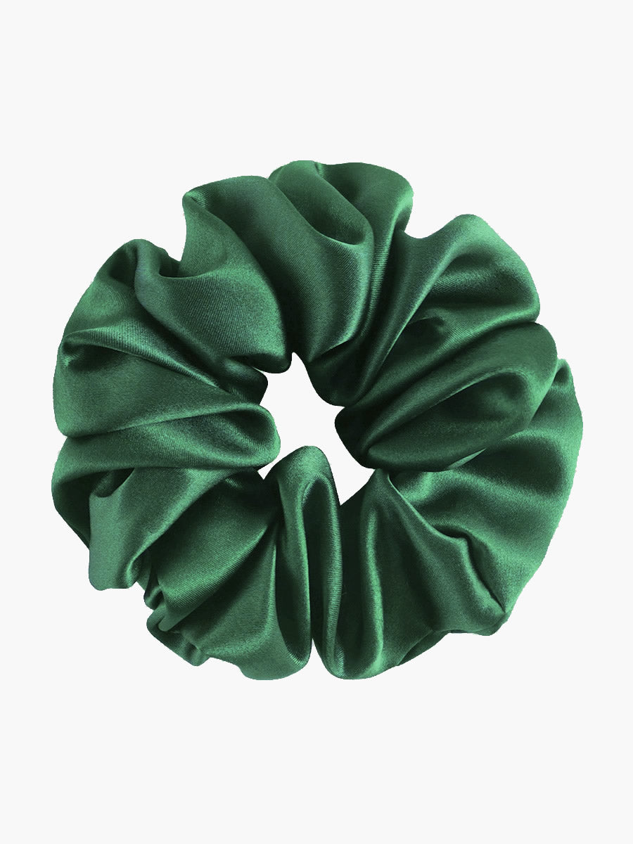 SilkSilky  19Momme Pure Silk Scrunchie DarkGreen 003