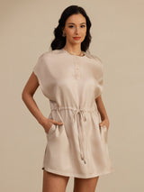 [Tan] SilkSilky  Cap Sleeve Dress 001