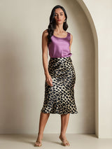 [Leopard] SilkSilky  19Momme Pure Silk Skirt 001,