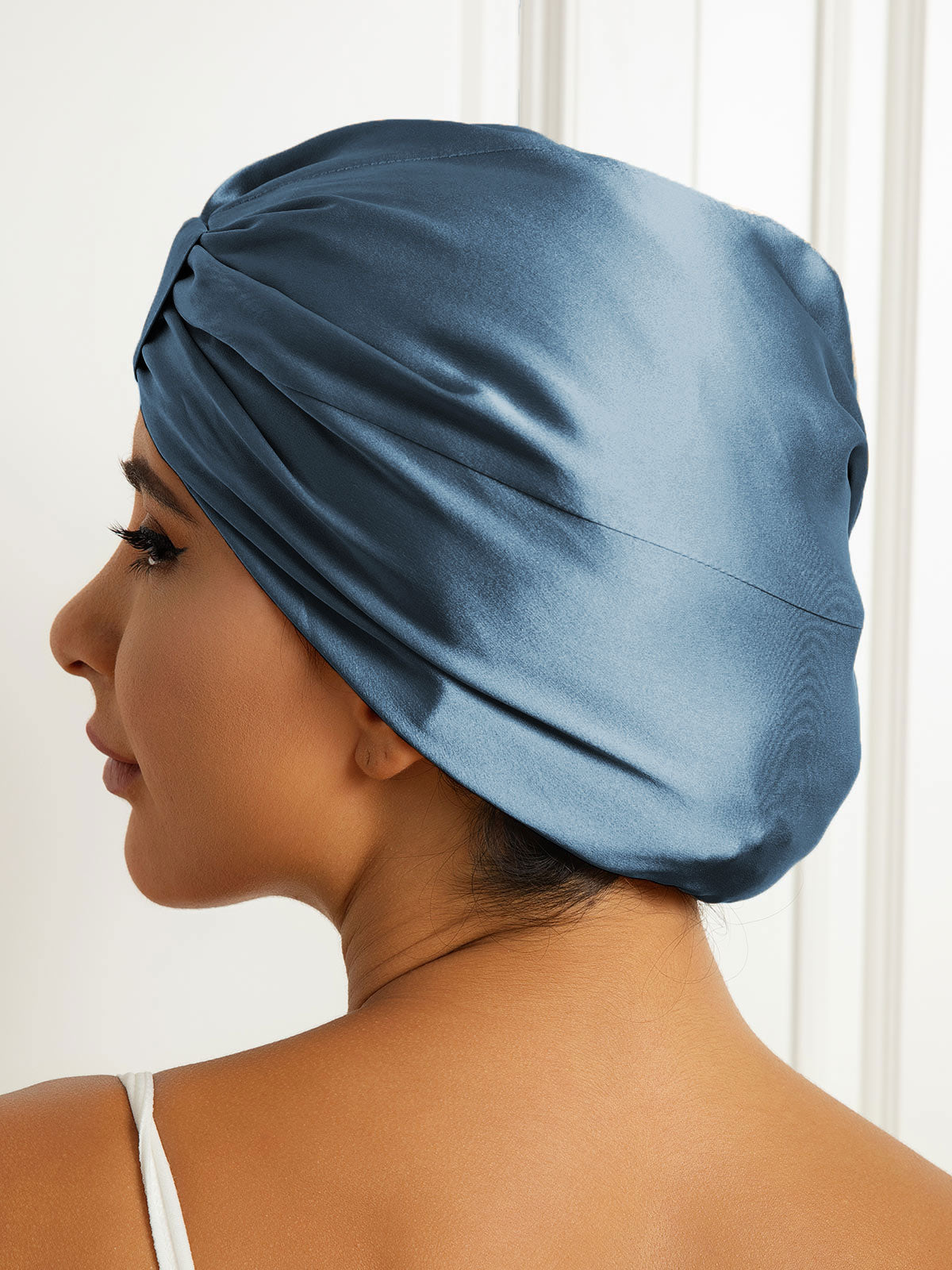 SilkSilky  Pure Silk Sleep Cap SteelBlue 004